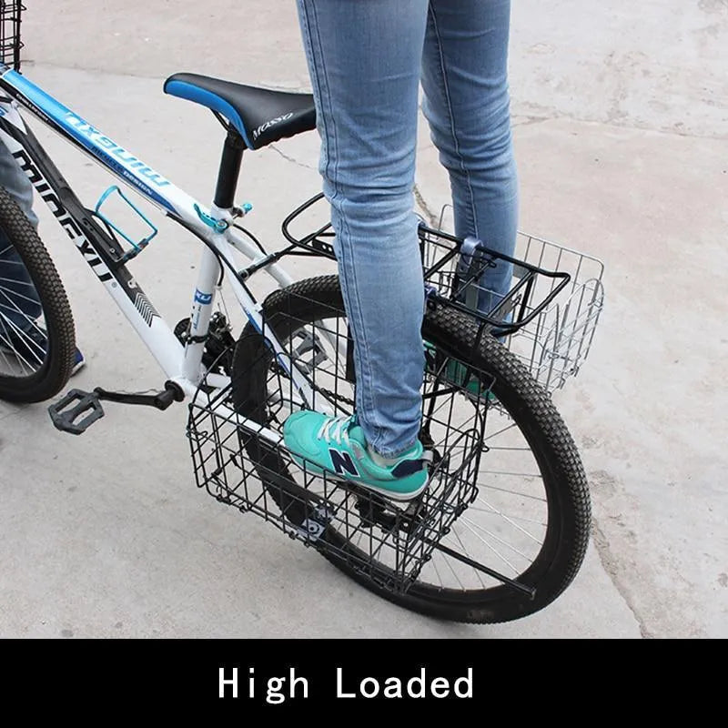 Folding steel bicycle basket, black or silver, about 32.5 x 20 x 22 cm, for mountain, road and folding bikes