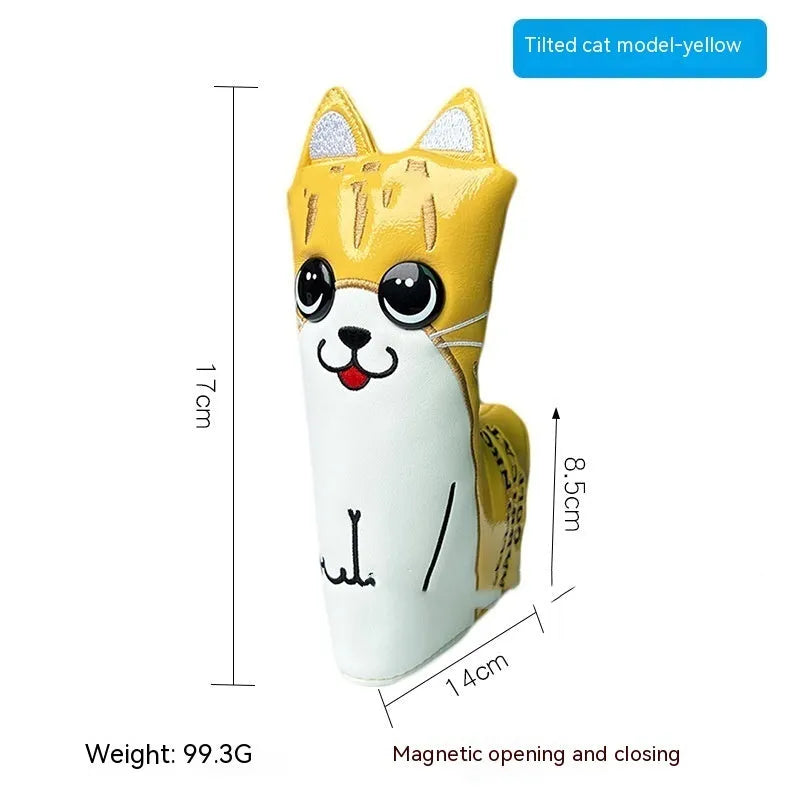 Golf straight bar putter sleeve in various designs including four-leaf clover and animal motifs