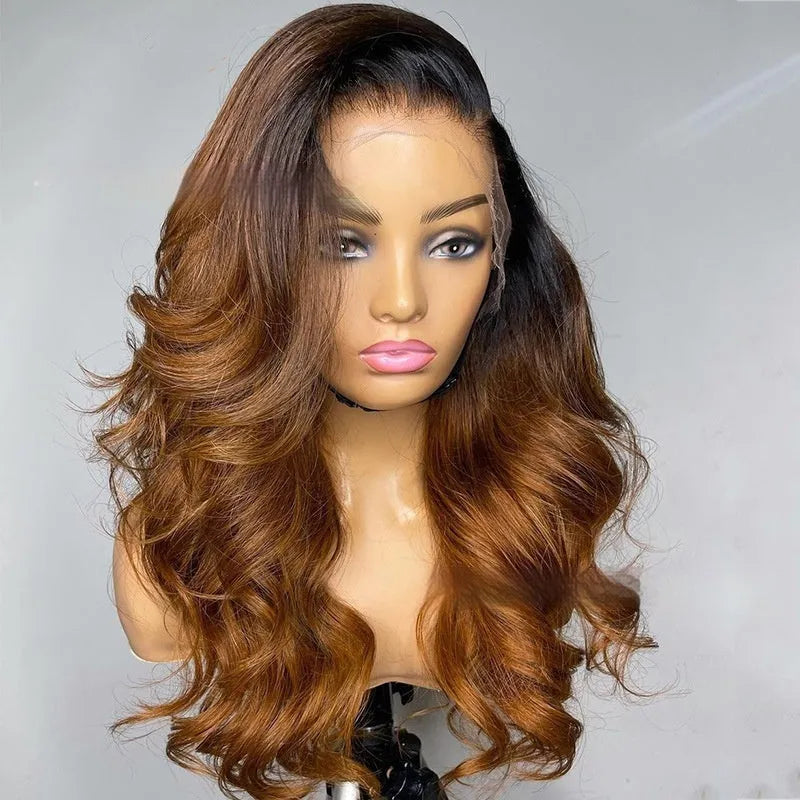 Real human hair lace front wig with gradient colour and pre-plucked hairline