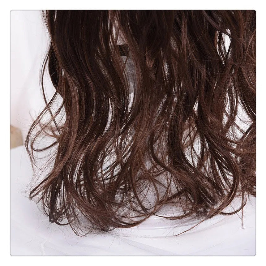 Long roll wig with air bangs in black, 68 cm length, heat resistant synthetic cosplay wig