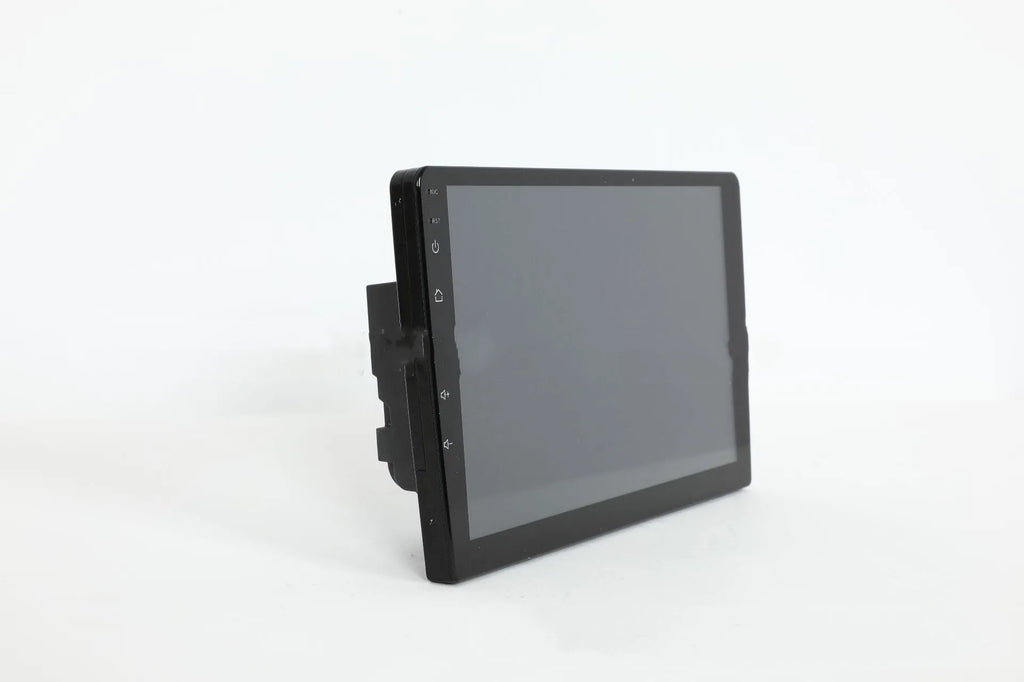 10.1 inch universal Android car head unit with trapezoidal touch screen display and connection ports