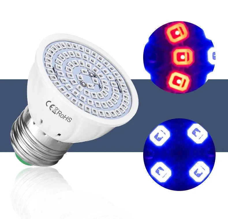 White 9W LED plant growth lamp with 80 beads for indoor potted plants.