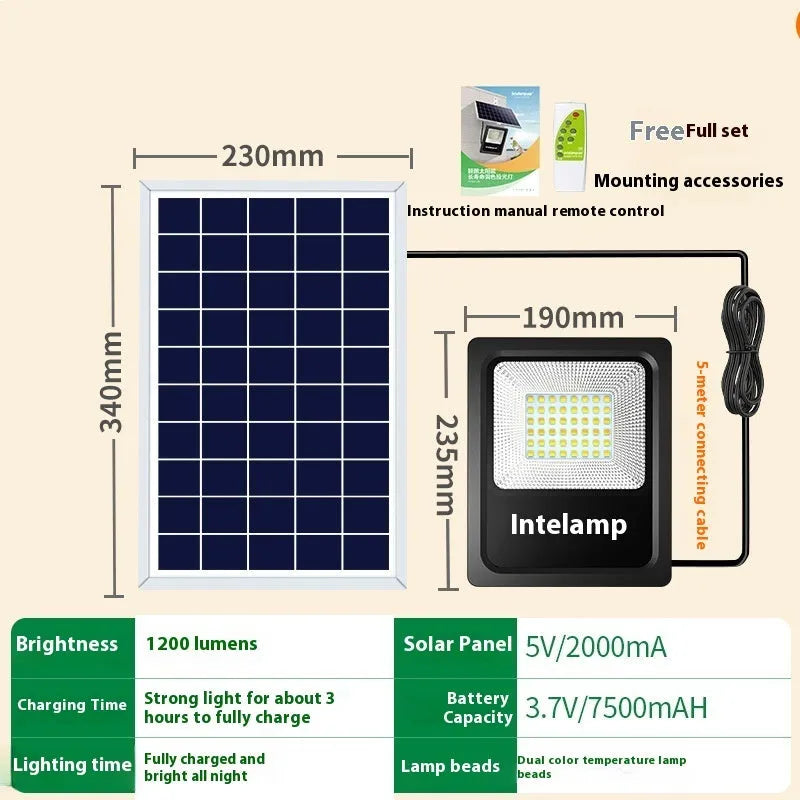 Outdoor solar-powered LED light with waterproof housing for garden and courtyard illumination