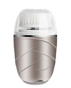 3-in-1 electric facial cleanser with dual speed brush heads and waterproof body in gold, pink, and white