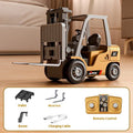 1:64 scale mini alloy forklift remote control car with cargo hook, forks, and pallet