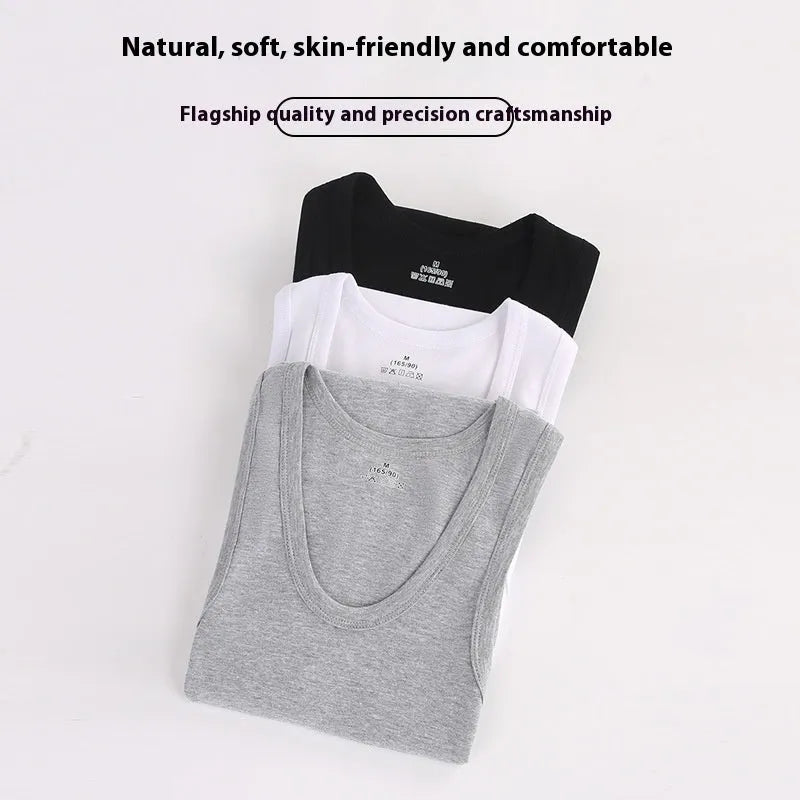 Men's pure cotton slim fit sports vest in white, front view, available in multiple colours and sizes