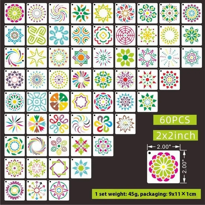 Milky white PET film spray painting stencils showing animal, floral, and letter design templates.