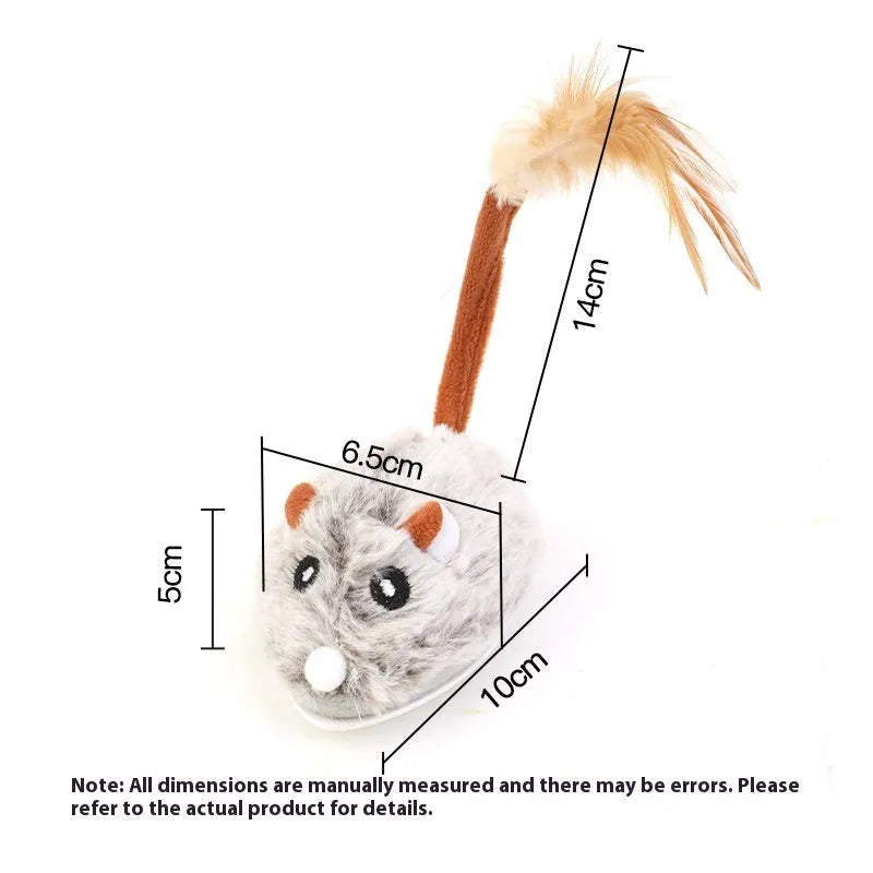 Electric cat pole toy with a moving plush mouse in pink, dark grey, or purple colours.