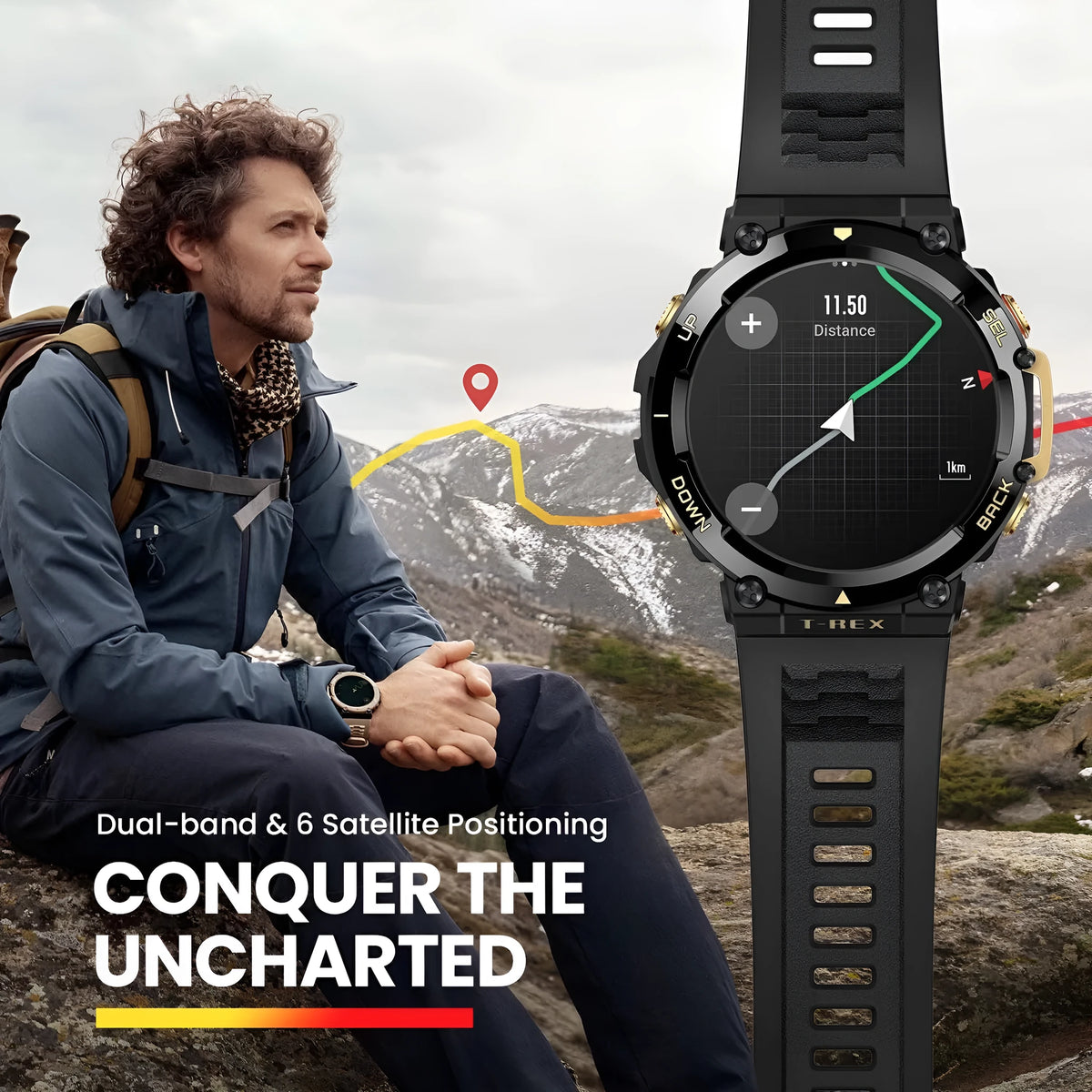 Round swimming fitness smart watch with silicone strap, heart rate and blood oxygen monitoring, 47.1x47.1x13.65mm