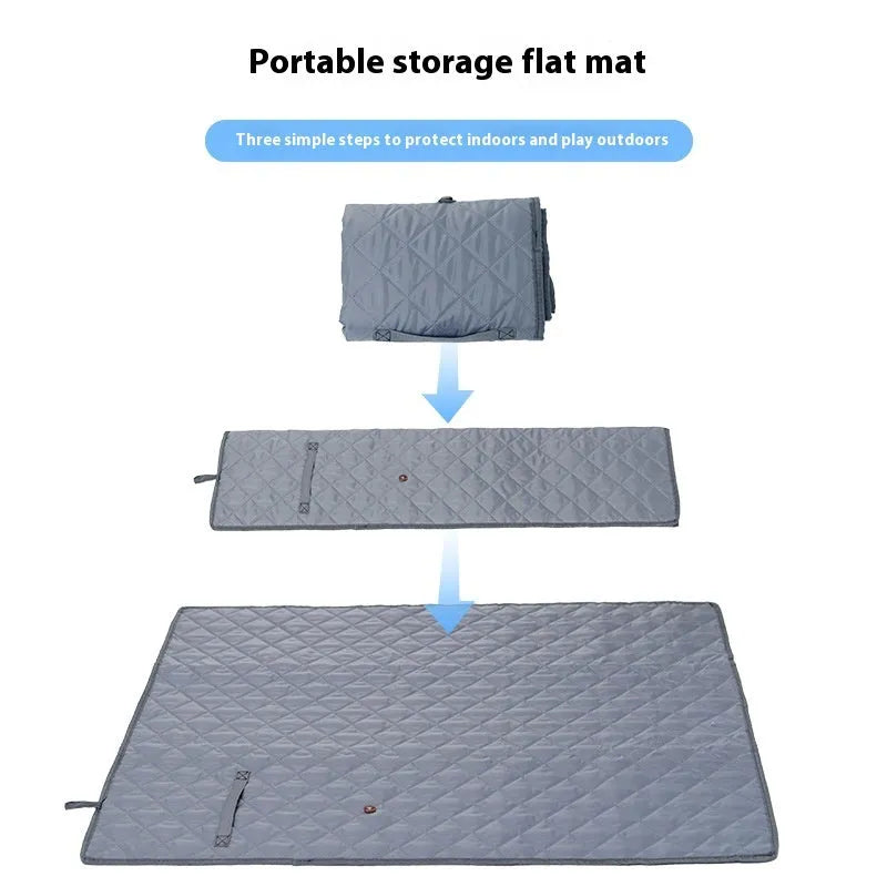 Waterproof Oxford pet mat for dogs and cats in grey or apricot, available in seven sizes