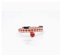 Lightweight red adjustable bell collar for small pets with decorative bell and pattern options