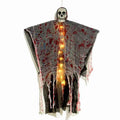 Blood-dyed luminous plastic skull hanging ghost Halloween ornament for outdoor decoration.