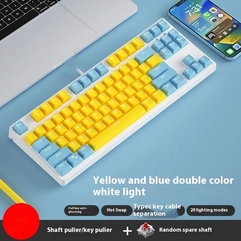 87-key wired mechanical keyboard with two-colour backlighting and hot-swappable switches