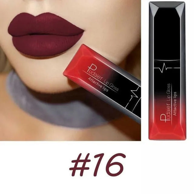 8ml matte lip gloss with 21 colour options, long-lasting waterproof finish in a tube