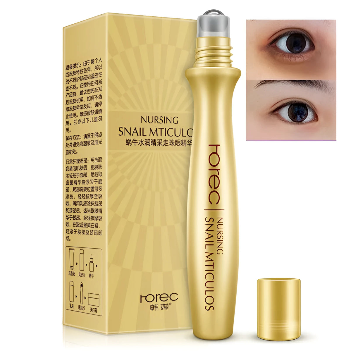 Snail extract eye cream 15ml roller ball eye essence with snail secretion filtrate