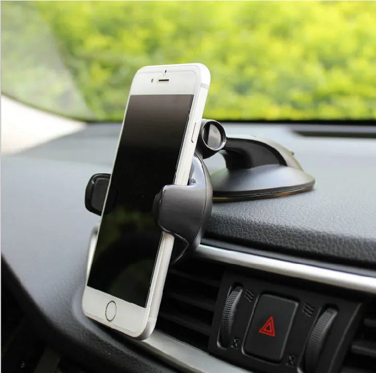 Universal suction cup car phone holder for phones 5cm to 8cm wide in black colour