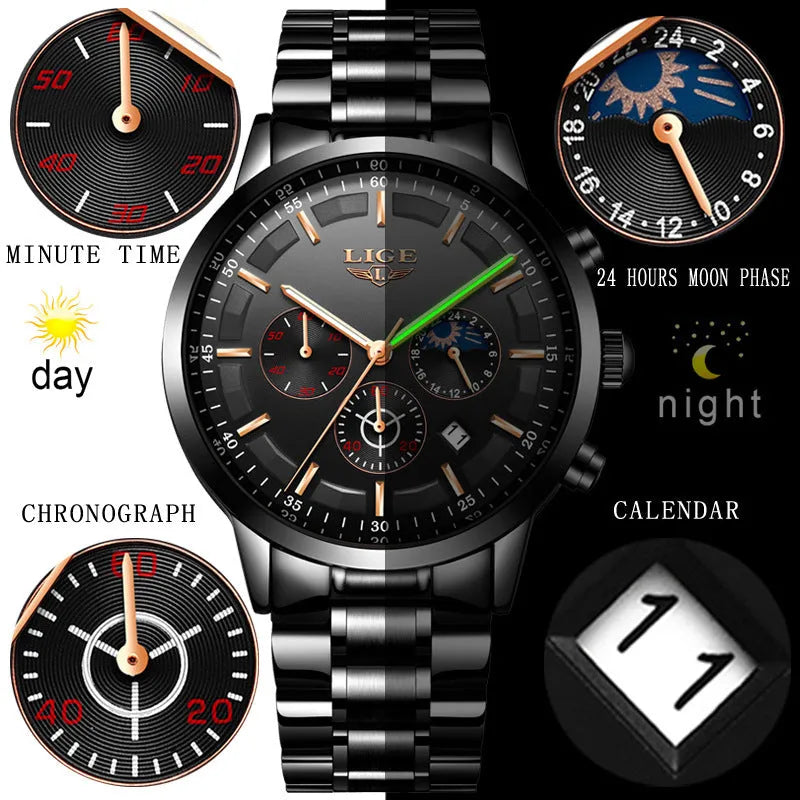 Men's waterproof quartz sports watch with 12mm thickness case in four colour options