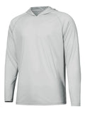 Long sleeve hooded fishing top in solid colour for outdoor UV protection.