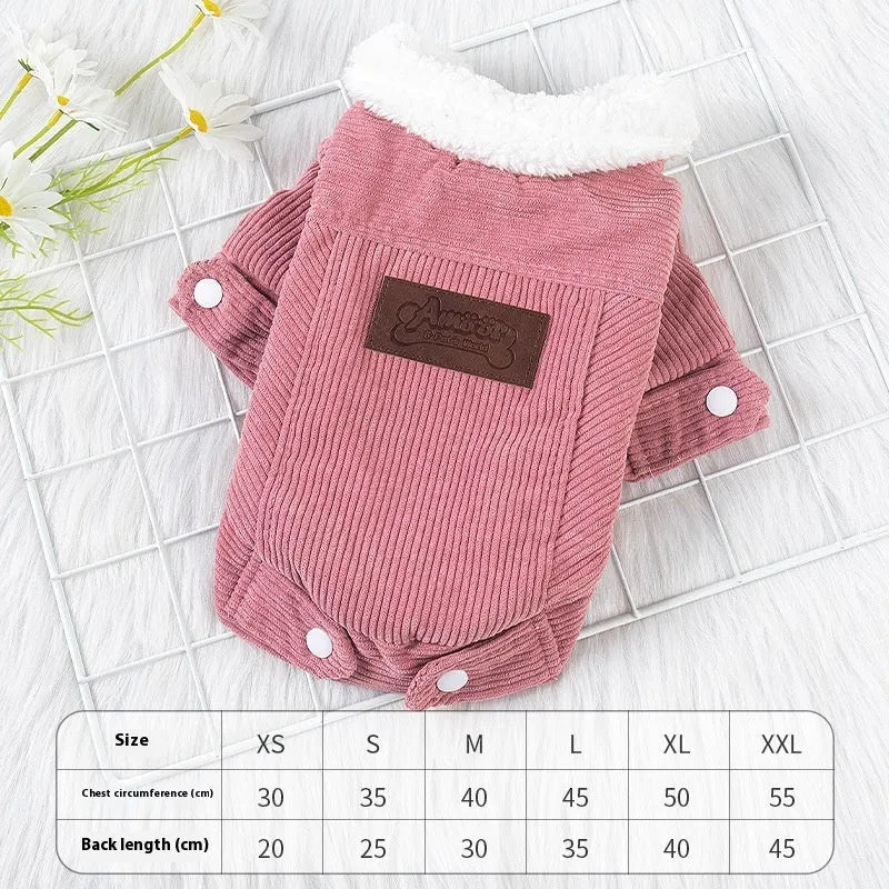 Lambswool grey dog vest with wool lining for autumn and winter wear.