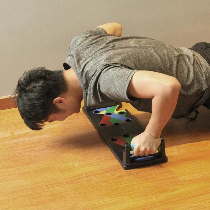 Power Press push up board with nine colour-coded positions, ABS plastic, 59.5 x 18.3 cm