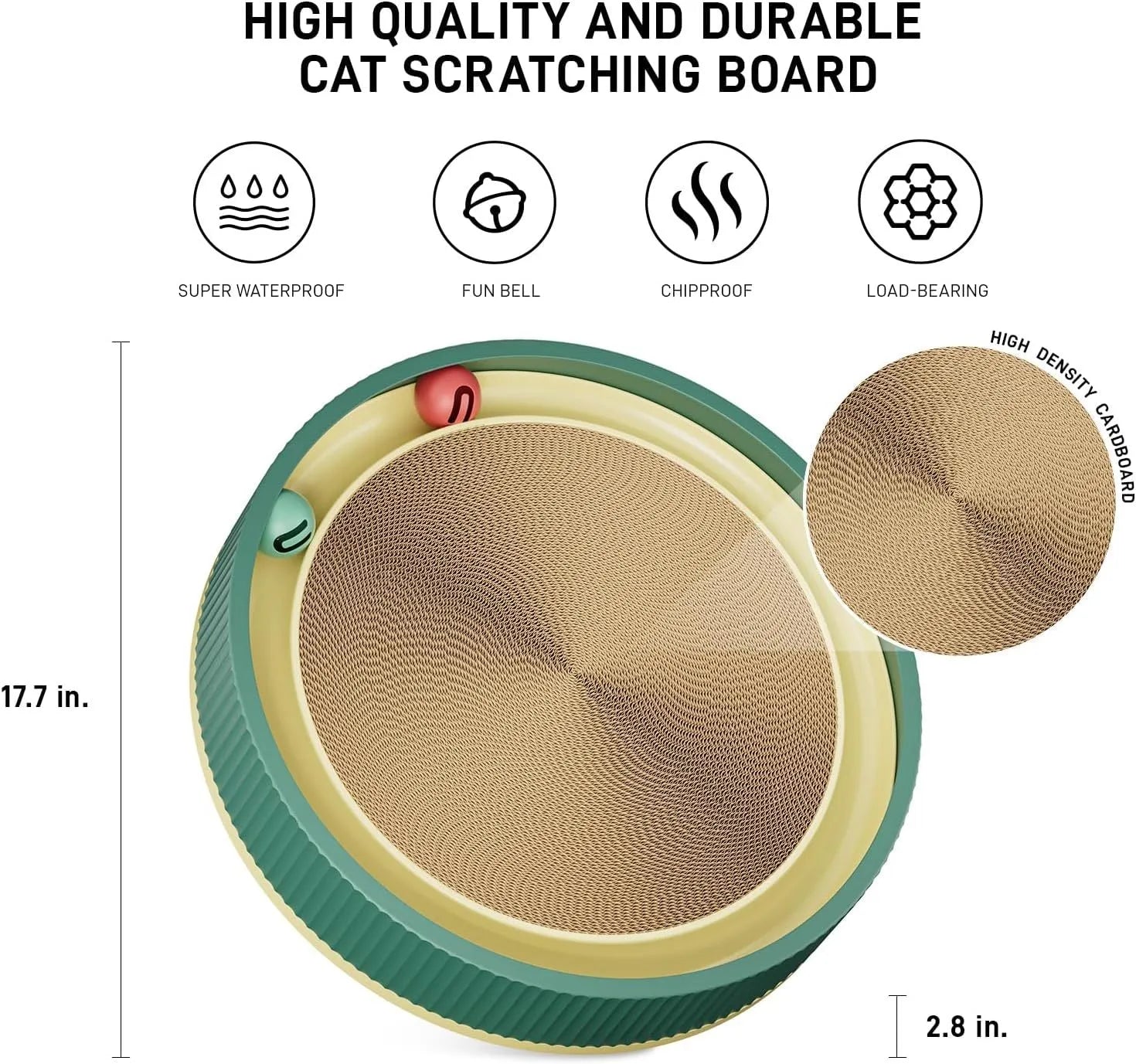 Large circular cat scratching board with ball track and spring plush ball