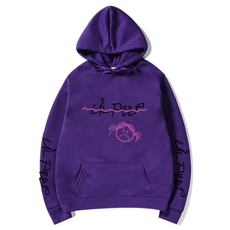 Lil Peep Love Winter hoodie in Beige, loose fit, hooded, printed Cry Baby design
