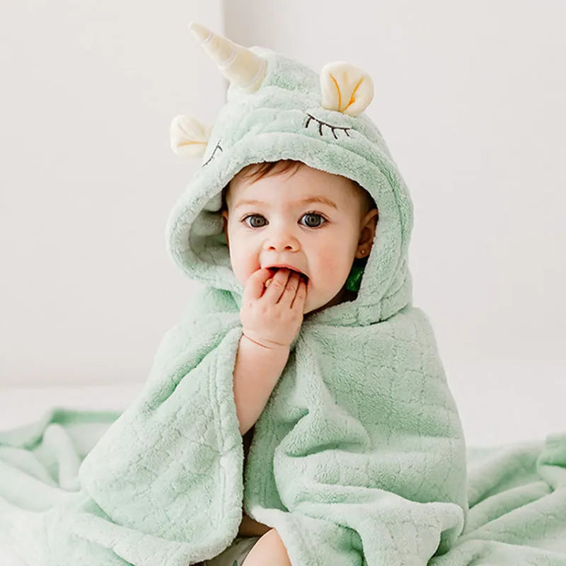 Coral fleece bath towel 125x80cm polyester with lion, koala, shark, rabbit or unicorn design