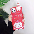 Silicone Christmas phone case back cover for iPhone in festive red and green colours.