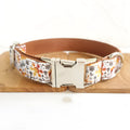 Golden Christmas adjustable polyester pet collar with scalable rope strap on white background