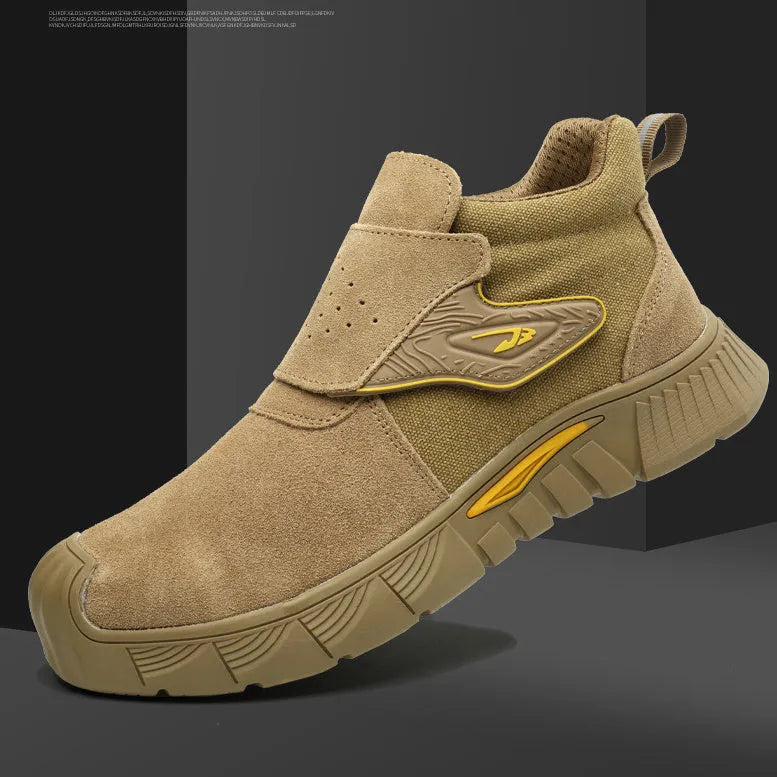 Steel toe cap high-top welding shoes with lace-up closure for electrical work safety