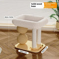Solid pine wooden cat nest with two sisal scratching posts and a raised sleeping platform