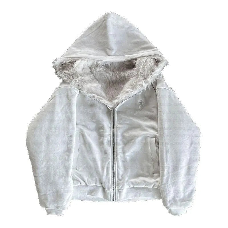 Unisex loose fit casual coat in solid black or white colour, shown with long sleeves and cardigan style.