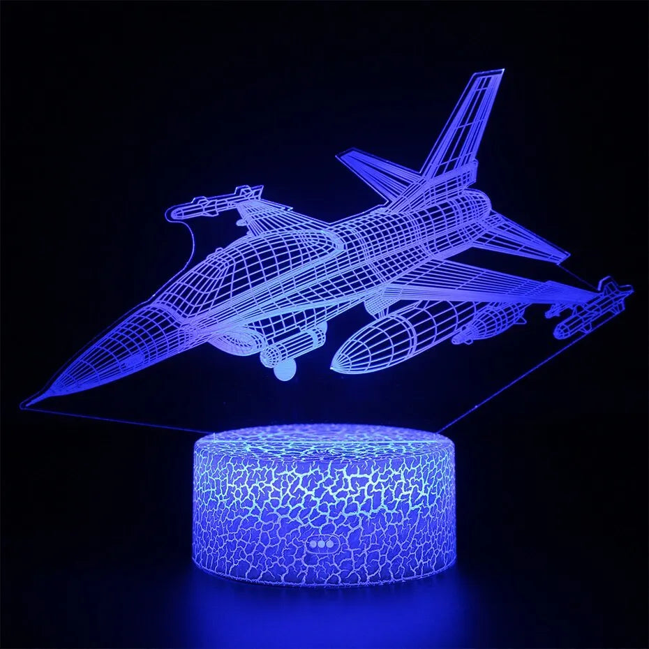 Airplane cartoon night light with acrylic shade and LED illumination for corridors and rooms