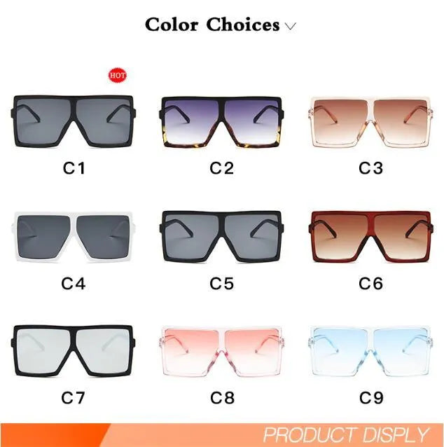 Oversized square women sunglasses with big frame in black colour option