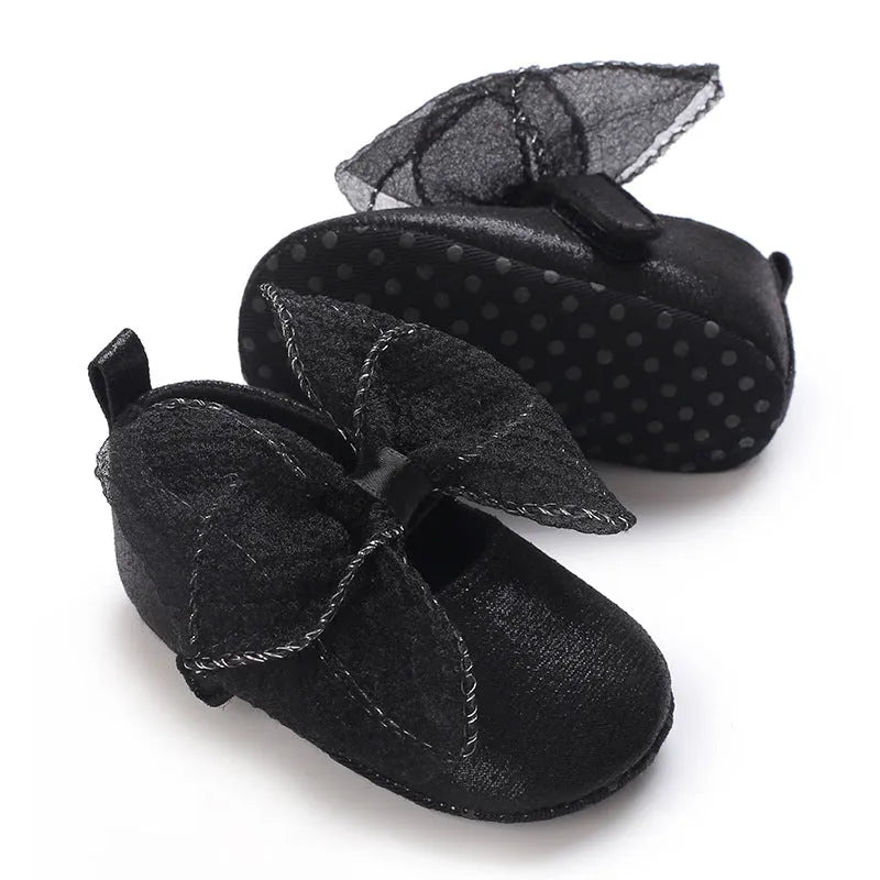 Baby toddler princess shoes with soft sole, Velcro fastening, artificial PU upper, in black, gold, silver or pink