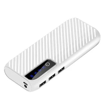 20000mAh portable power bank in black colour showing USB ports and compact rectangular design