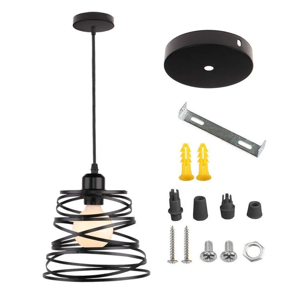 Spring chandelier iron ceiling lamp black white droplight for living room bedroom