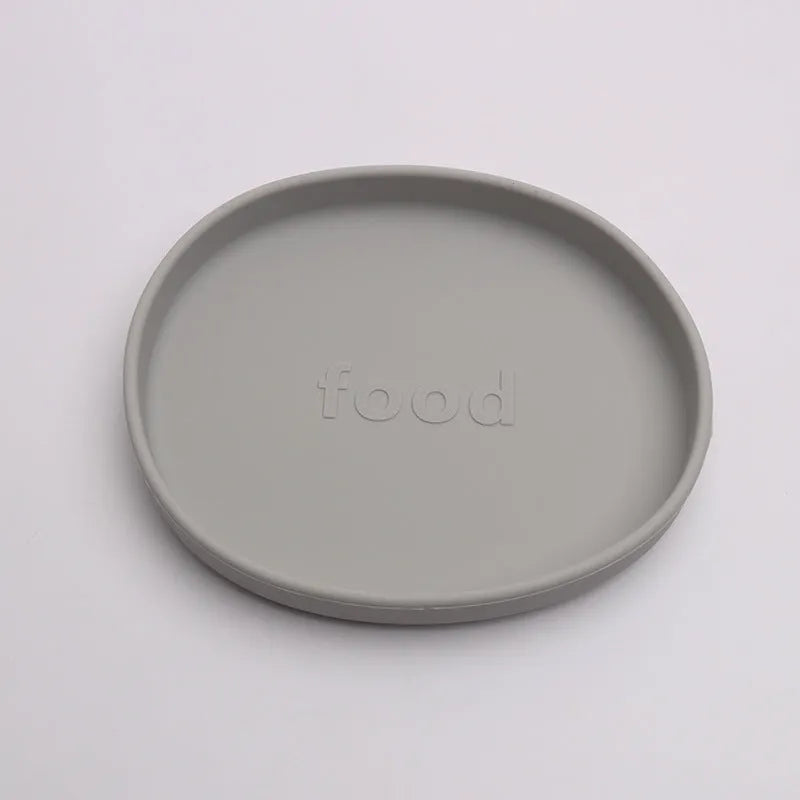 Irregular silicone dinner plate in bright pink, 155x178×25mm, food-grade baby feeding plate