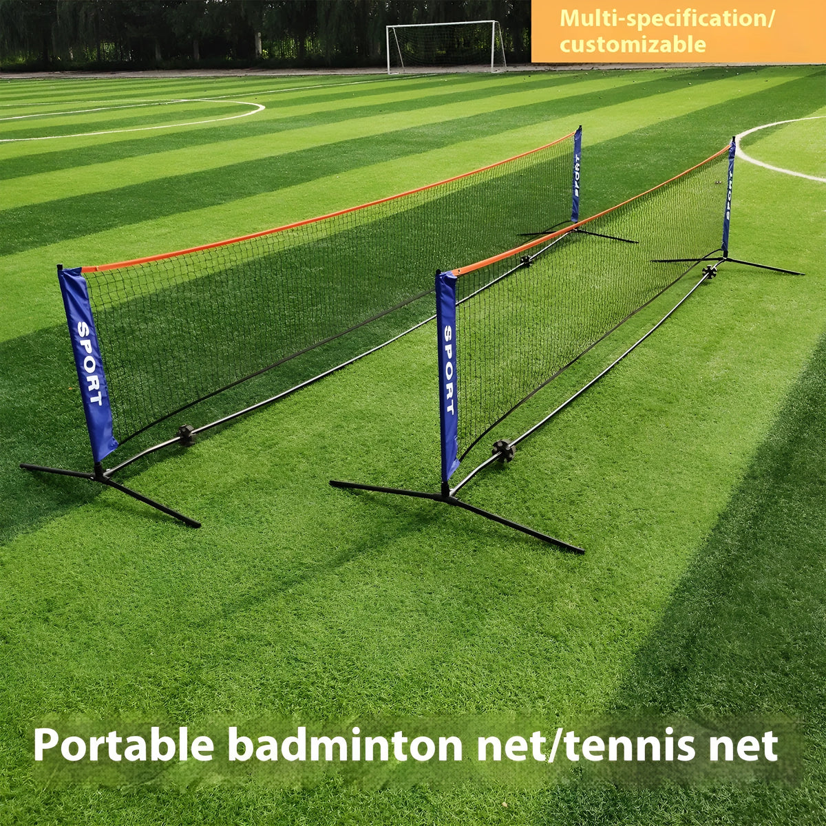 Portable folding badminton net rack with PE net, available in 3m, 4m, 5m and 6m lengths