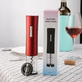 Automatic electric wine bottle opener with foil cutter in red, black, or white colour options.