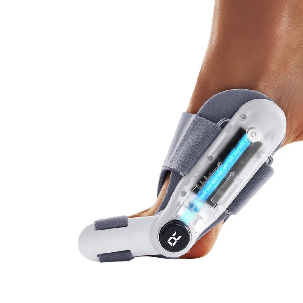 White plastic electric adjustable hallux valgus toe separator with Type-C charging port.