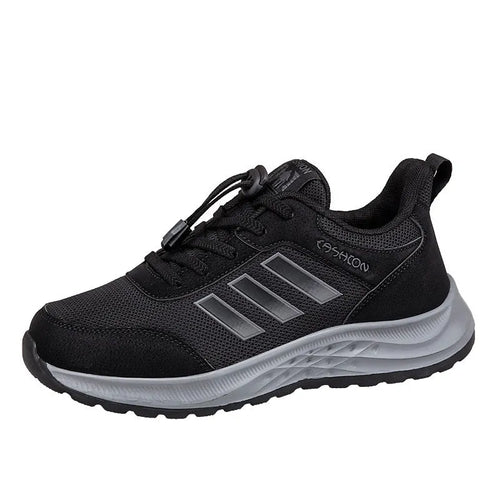 Casual breathable mesh slip-on shoes for men and women with elastic band and non-slip sole.
