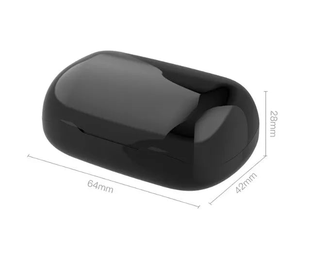 Sports mini in-ear Bluetooth 5.0 headphones in black with 8mm copper ring speaker and charging chamber