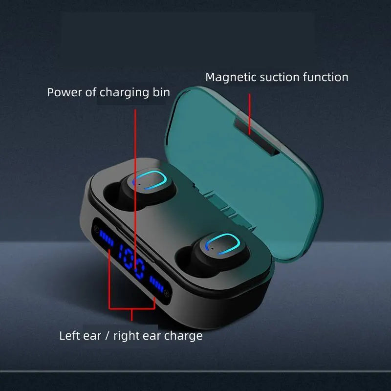 Bluetooth mini headset, earplug design, 15m range, Bluetooth 5.0, digital black or white