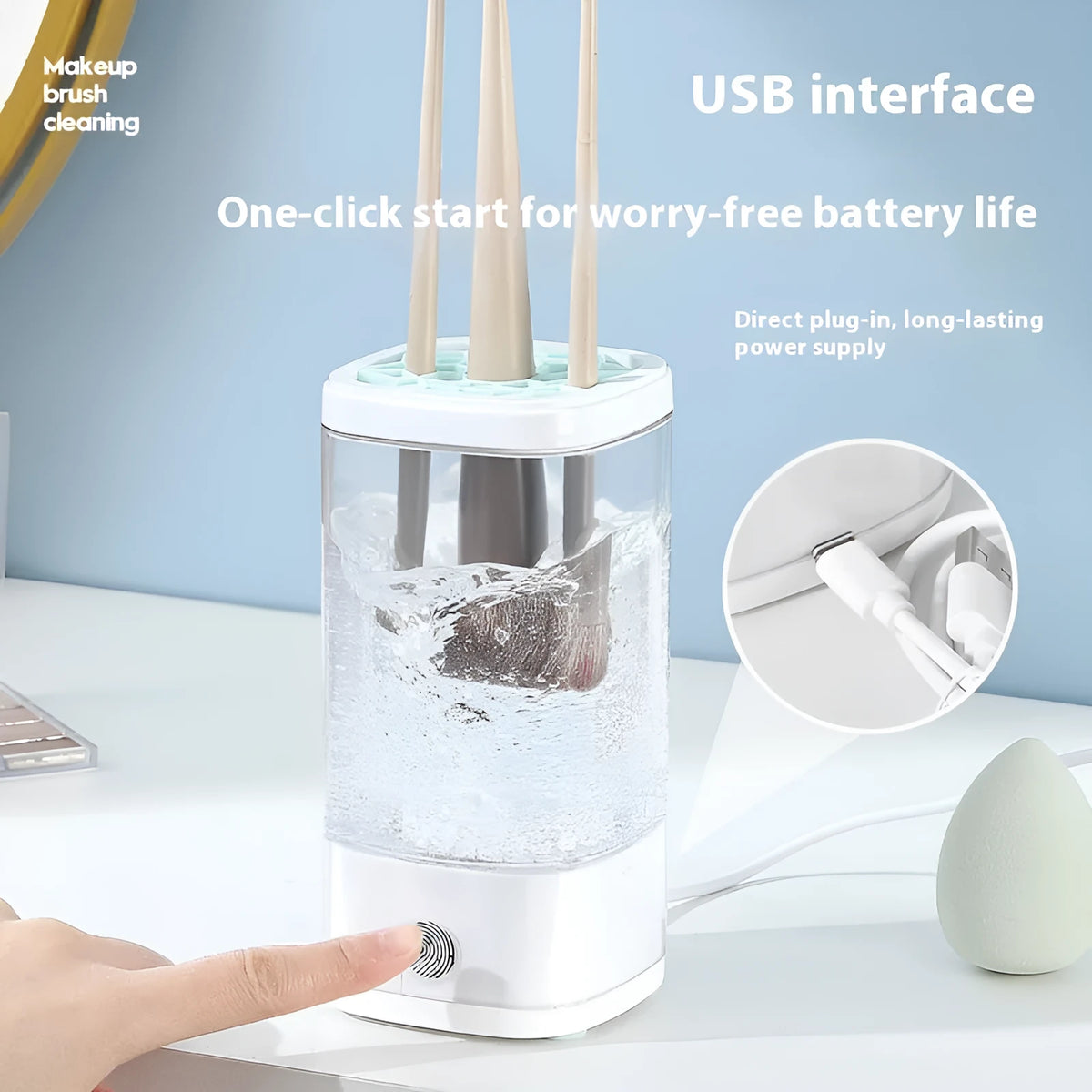 Makeup brush automatic cleaning machine storage box 7.6x7.6x16cm 8000rpm USB cup brush elegant gray