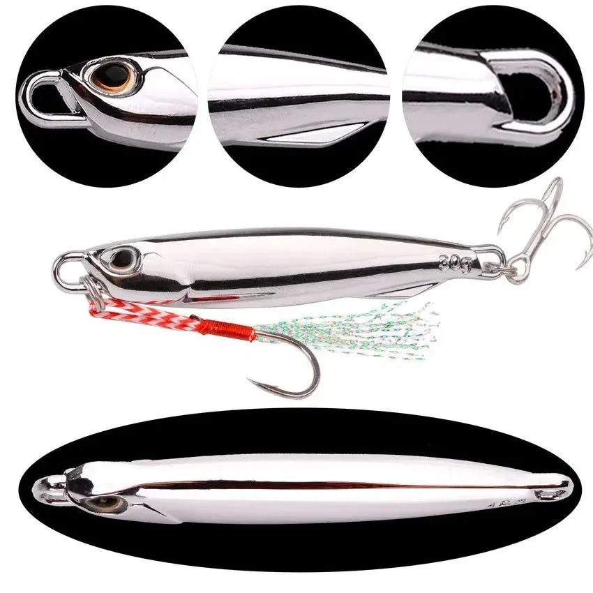 15g plating silvery metal jig lure for sea fishing and saltwater bass, pack of 5 silver jig lures in OPP bag