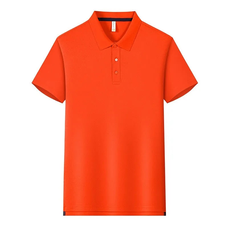 190g Tianshu cotton blend solid colour polo shirt in bean green with short sleeves and regular fit