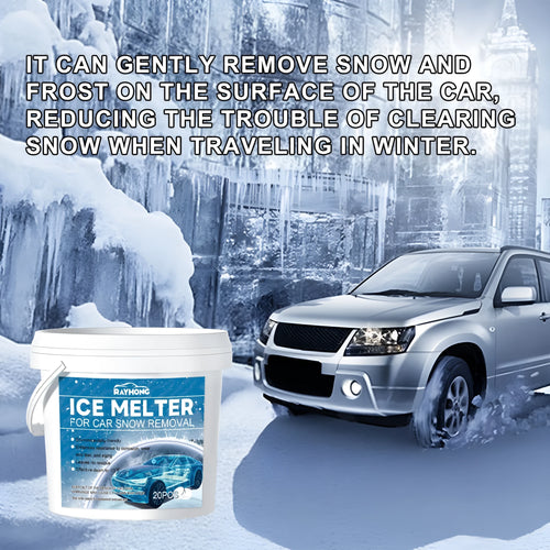 Pack of 20 car glass deicing effervescent tablets in a 12.7x12cm box