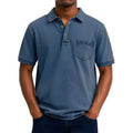 Korean style men's printed short sleeve shirt in polyester with slim fit design