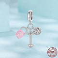 S925 sterling silver kettleball volleyball dumbbell shaped bead with drip oil finish, 2.3cm high, 1.5cm wide
